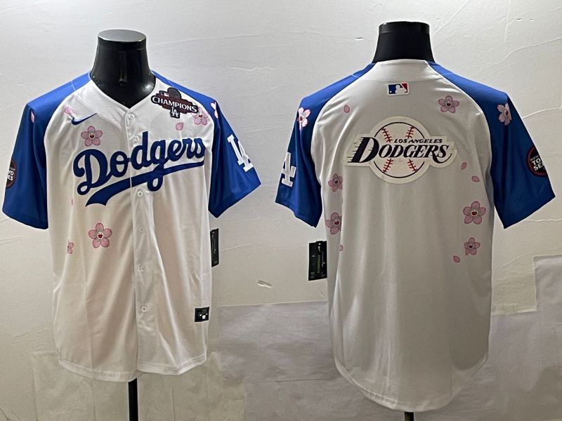 Men Los Angeles Dodgers Blank White Blue Sakura Edition 2025 Nike MLB Jersey style 26->los angeles dodgers->MLB Jersey